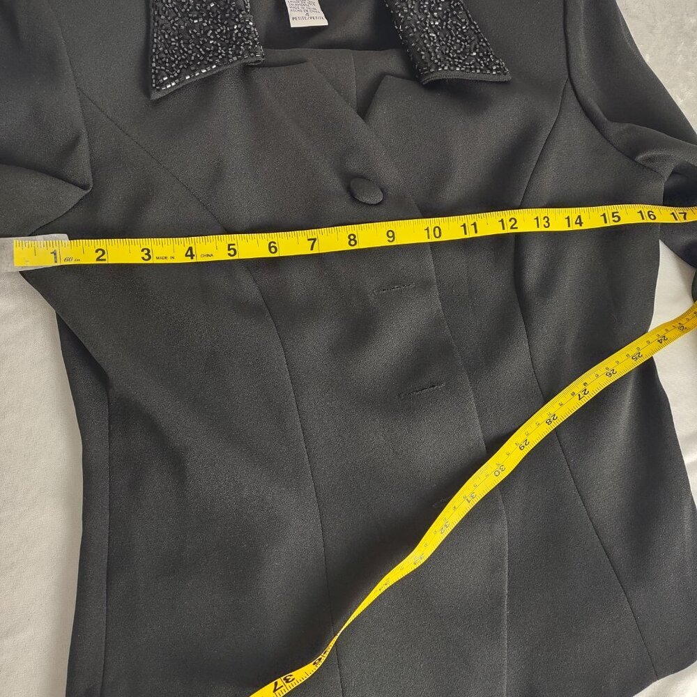Jessica Howard Black Beaded Collar 2 Pc Pant Suit Formal Career Petite 4 - Picture 4 of 14